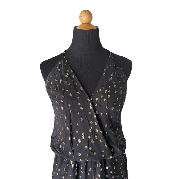 KARINA GRIMALDI BLACK LACE AND GOLD MAXI DRESS SIZE XS - Picture 5 of 12